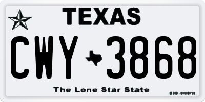 TX license plate CWY3868