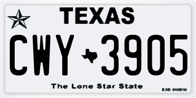 TX license plate CWY3905