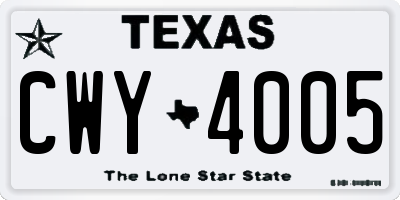 TX license plate CWY4005