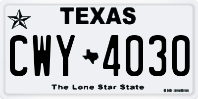TX license plate CWY4030