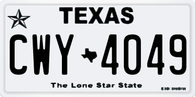 TX license plate CWY4049