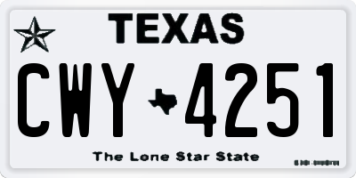 TX license plate CWY4251