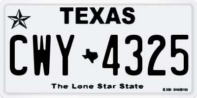 TX license plate CWY4325