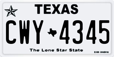 TX license plate CWY4345