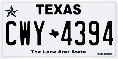 TX license plate CWY4394