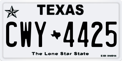 TX license plate CWY4425