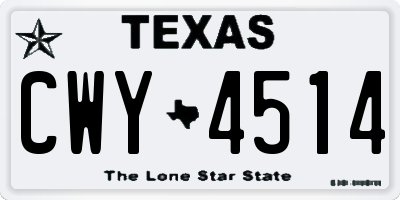 TX license plate CWY4514
