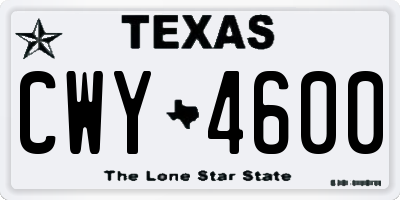 TX license plate CWY4600