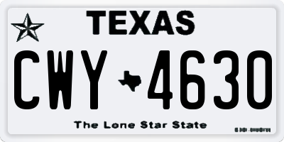 TX license plate CWY4630