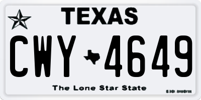 TX license plate CWY4649