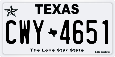 TX license plate CWY4651