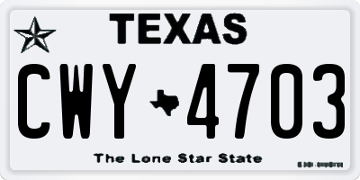 TX license plate CWY4703