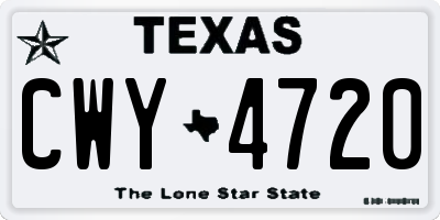 TX license plate CWY4720