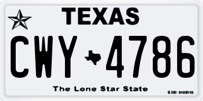 TX license plate CWY4786