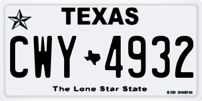 TX license plate CWY4932