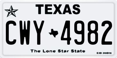 TX license plate CWY4982