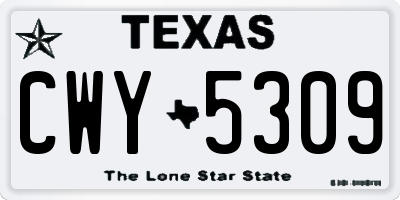 TX license plate CWY5309