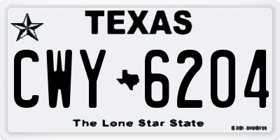 TX license plate CWY6204