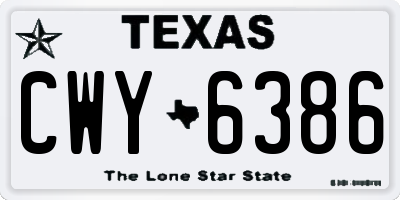 TX license plate CWY6386