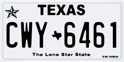 TX license plate CWY6461