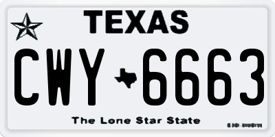 TX license plate CWY6663