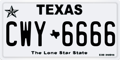 TX license plate CWY6666