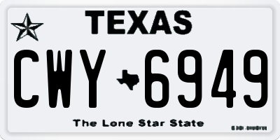 TX license plate CWY6949