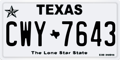 TX license plate CWY7643