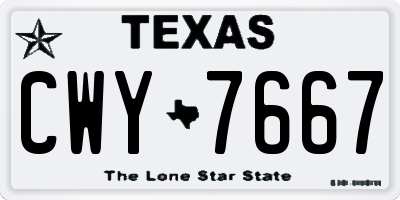 TX license plate CWY7667