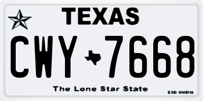 TX license plate CWY7668