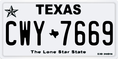 TX license plate CWY7669