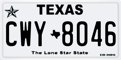 TX license plate CWY8046