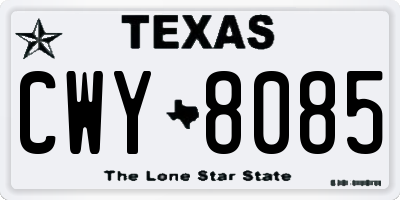 TX license plate CWY8085