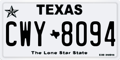TX license plate CWY8094