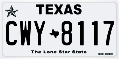 TX license plate CWY8117
