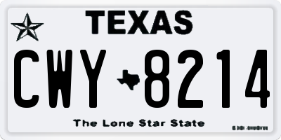 TX license plate CWY8214