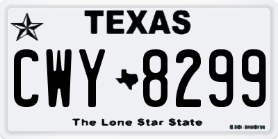 TX license plate CWY8299