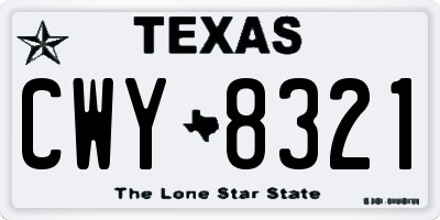TX license plate CWY8321