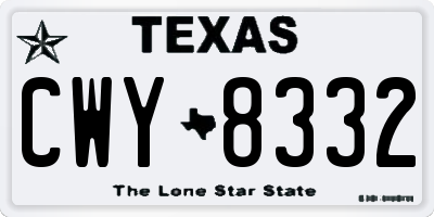 TX license plate CWY8332