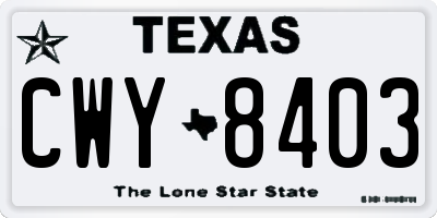TX license plate CWY8403