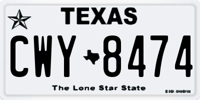 TX license plate CWY8474