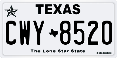 TX license plate CWY8520