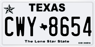 TX license plate CWY8654