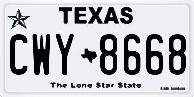 TX license plate CWY8668