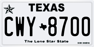 TX license plate CWY8700