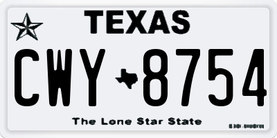 TX license plate CWY8754