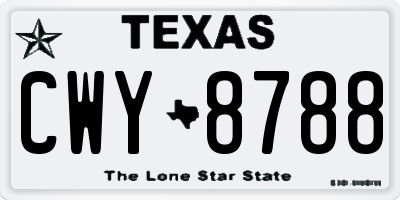 TX license plate CWY8788