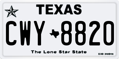 TX license plate CWY8820