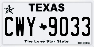 TX license plate CWY9033