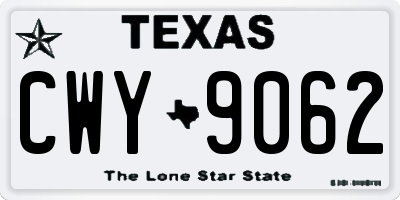TX license plate CWY9062